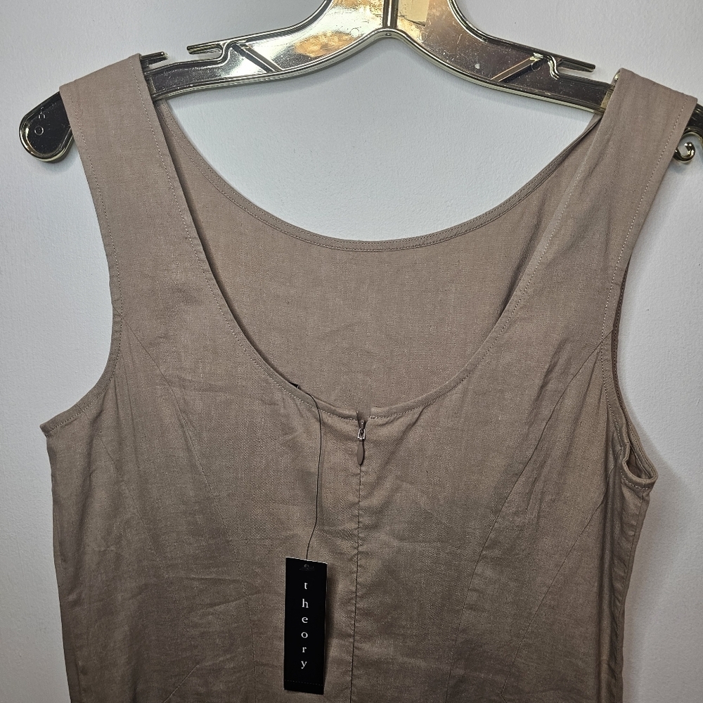 NWT Theory Kaien W Beige Linen Blend Fit & Flare Mini Dress Size 6 - Picture 9 of 14